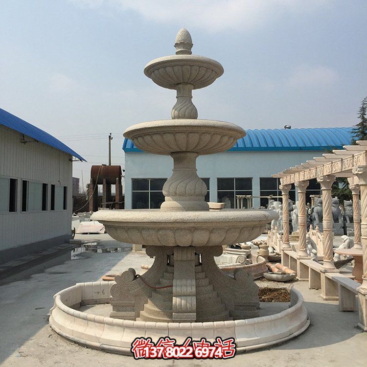 精美花崗巖石雕景觀噴泉，大型層流水花大理石雕塑