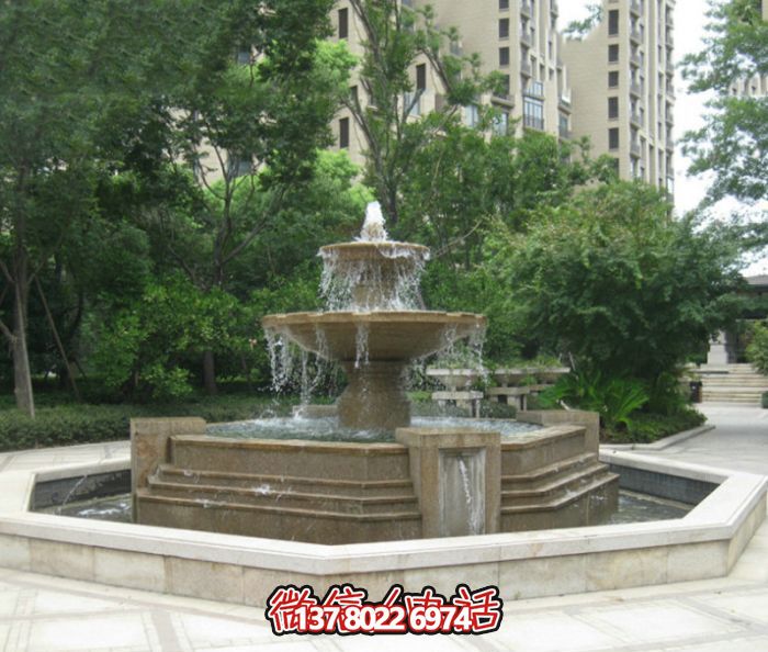精美石雕大型噴泉，美化小區(qū)廣場景觀