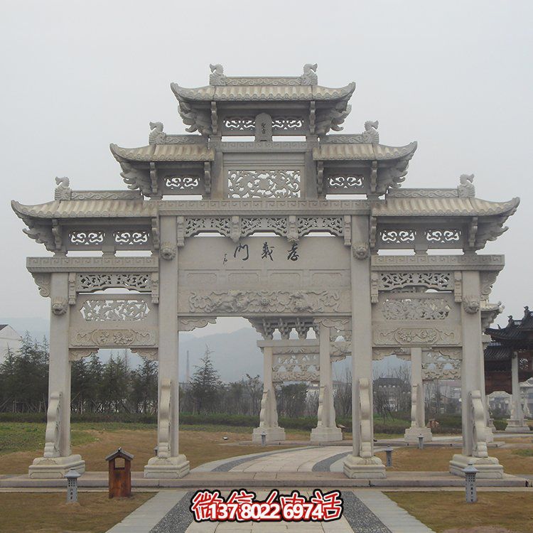 傳承古城文脈，精美石雕牌坊仿古門樓雕塑