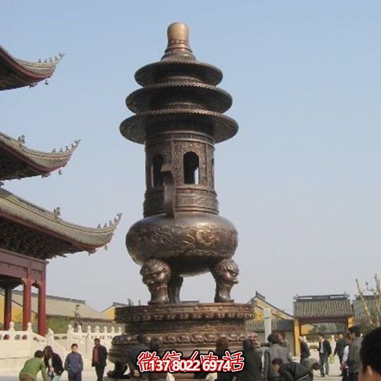 精美鑄銅大型寶蓋香爐，祈福燒香進寶