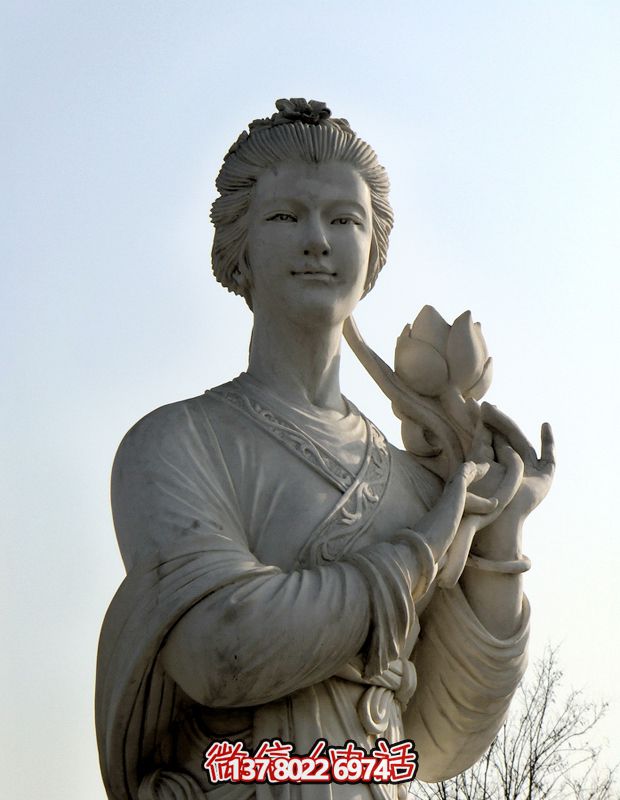 古典美女捧荷花雕塑 古典美女捧荷花雕塑