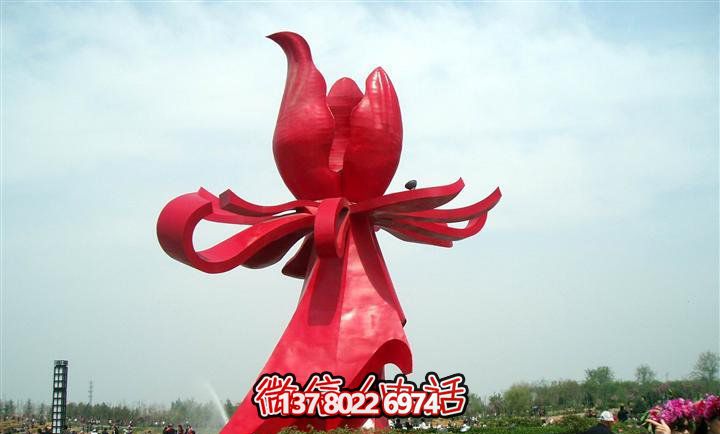 大型紅色不銹鋼雕塑紫荊花，給你的廣場帶來美景
