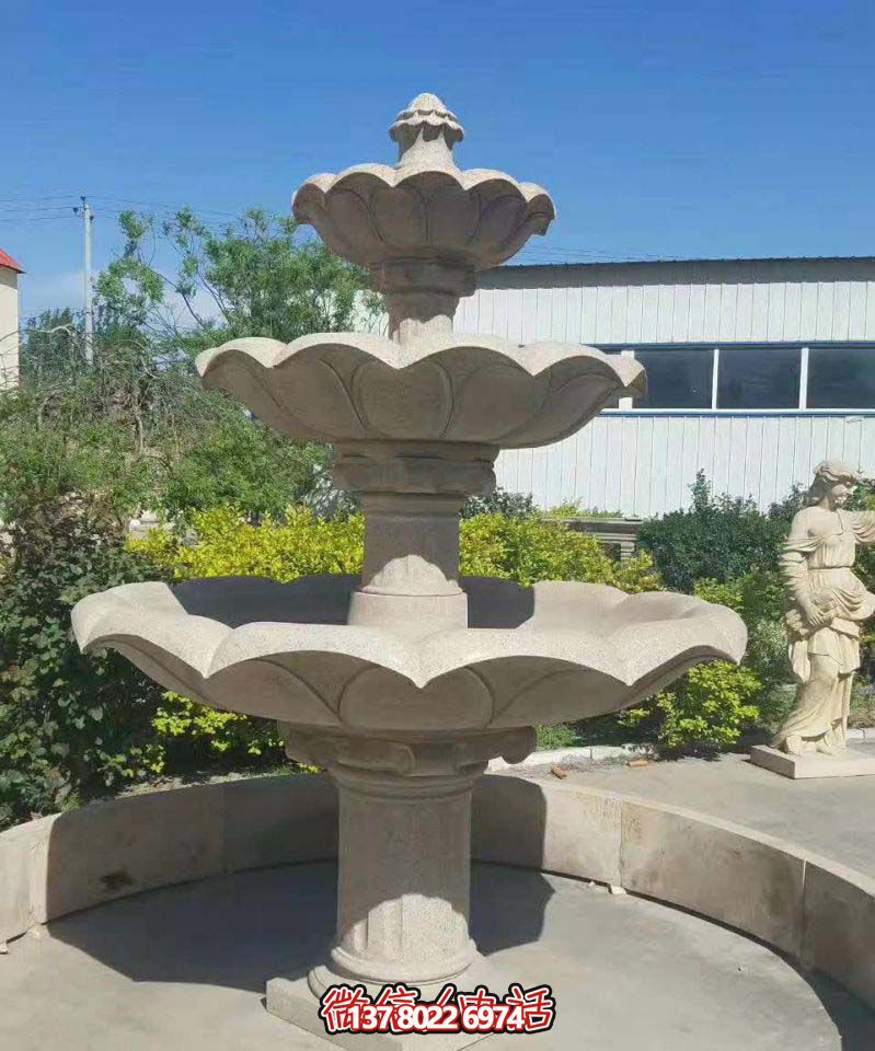 多層噴泉雕塑，裝點(diǎn)工廠區(qū)