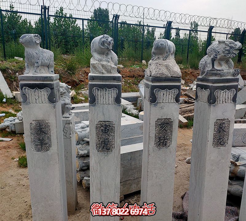 仿古青石神秘別墅門(mén)前拴馬柱裝飾擺件