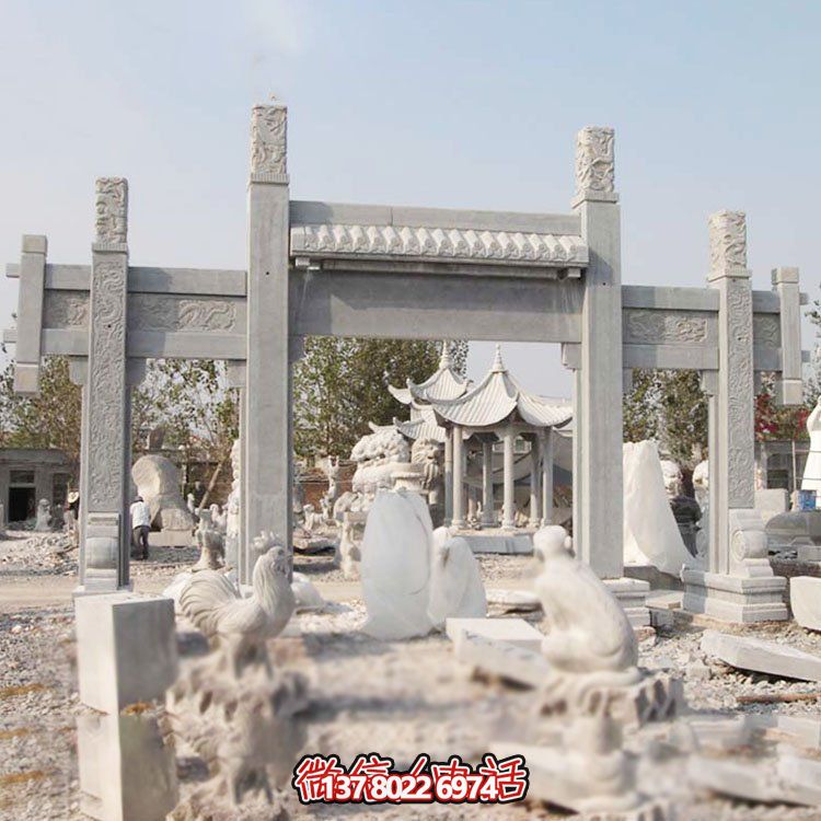 大理石雕刻牌坊，美觀耐用，戶(hù)外時(shí)尚裝飾
