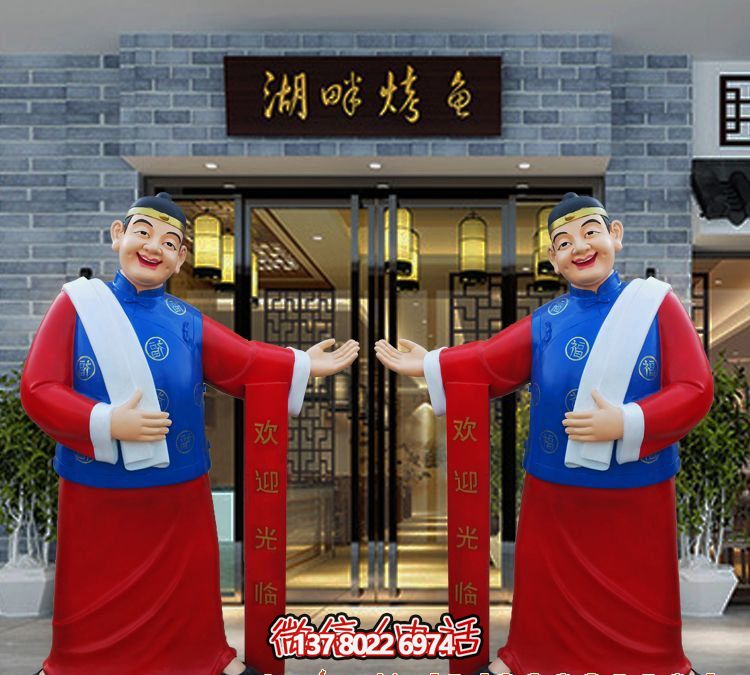 玻璃鋼精美彩繪迎賓雕塑，為您的酒店門口增添藝術(shù)氣息