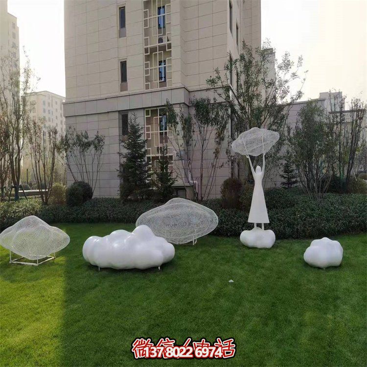 不銹鋼創(chuàng)意鏤空戶外園林祥云雕塑——美景美事，祈愿福氣