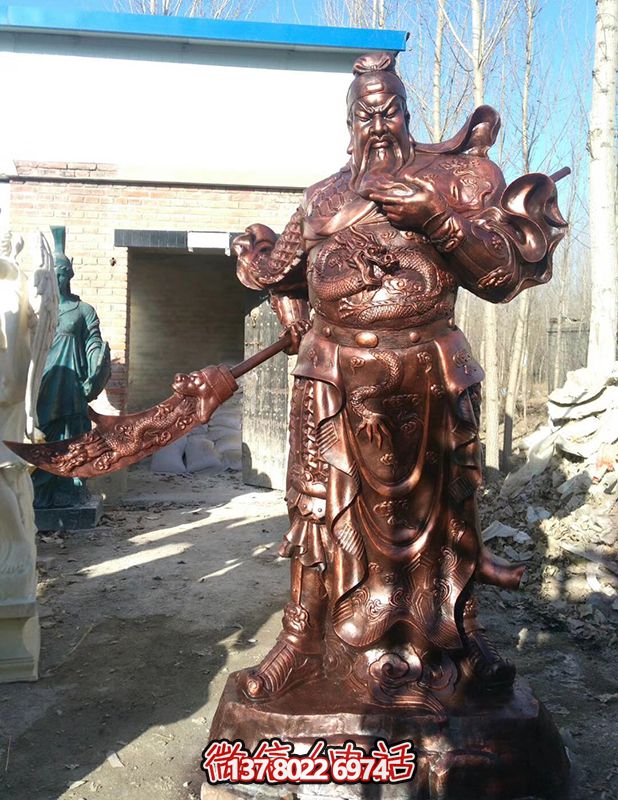 玻璃鋼仿銅景觀關(guān)公雕塑，大型戶外景區(qū)裝飾