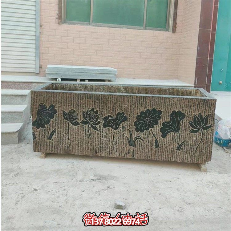 精美花崗巖石雕石缸，裝飾庭院仿古養(yǎng)魚(yú)及擺件