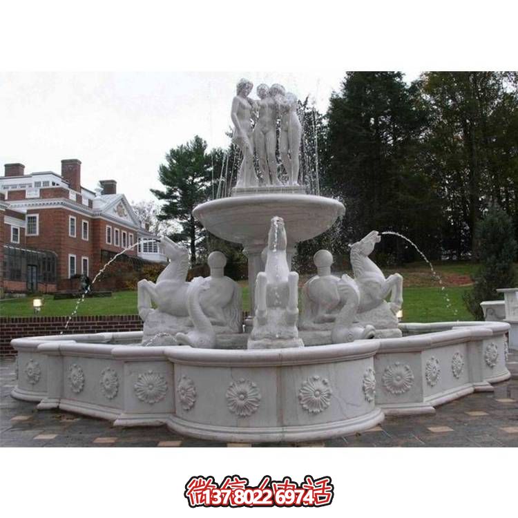 超大型大理石噴泉水景，營造完美別墅廣場