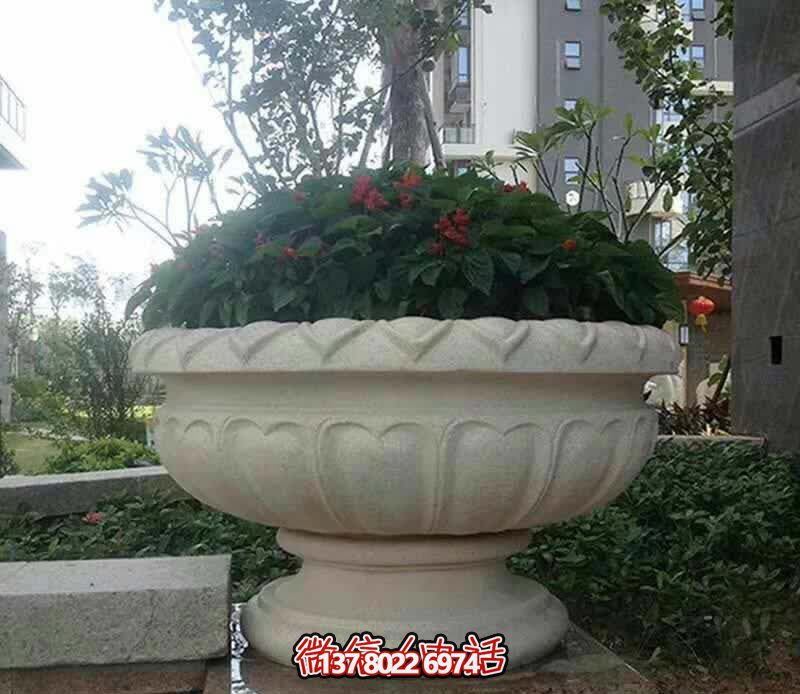 精美巨型大理石石雕花盆雕塑，讓你的別墅街道更加精彩