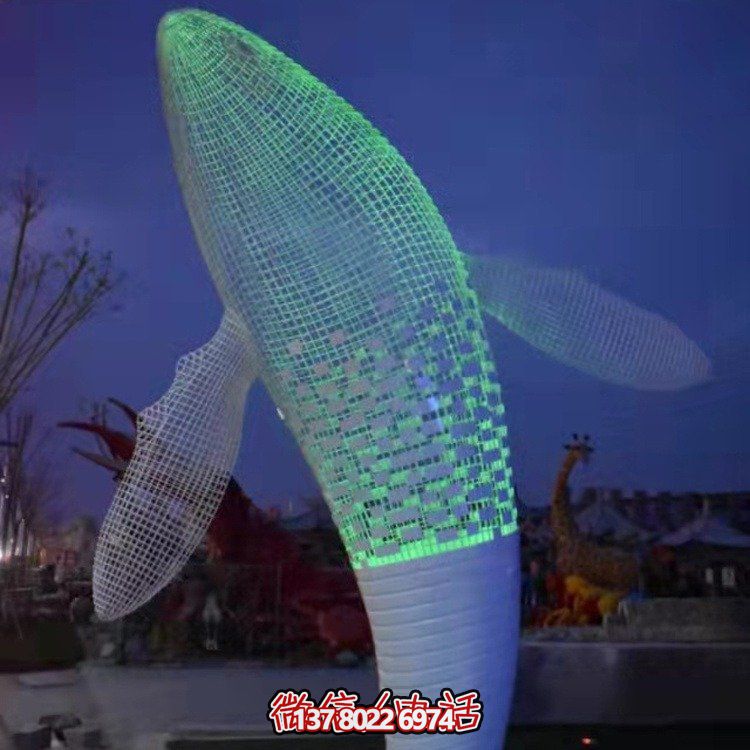 不銹鋼鯨魚雕塑景觀，營造完美空間氛圍