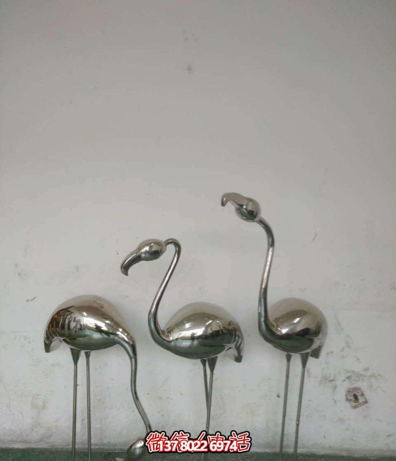 不銹鋼火烈鳥雕塑，拋光精美