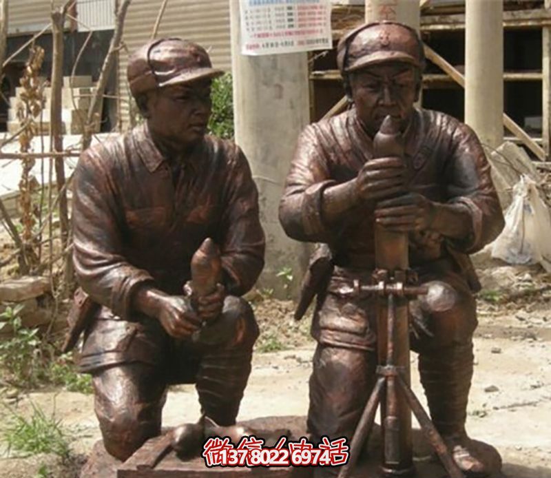 八路軍紀念銅雕全方位發(fā)射炮彈雕塑