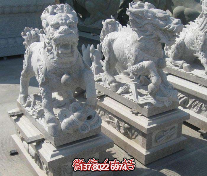 精美大理石石雕麒麟雕塑，一件精致的家居裝點品