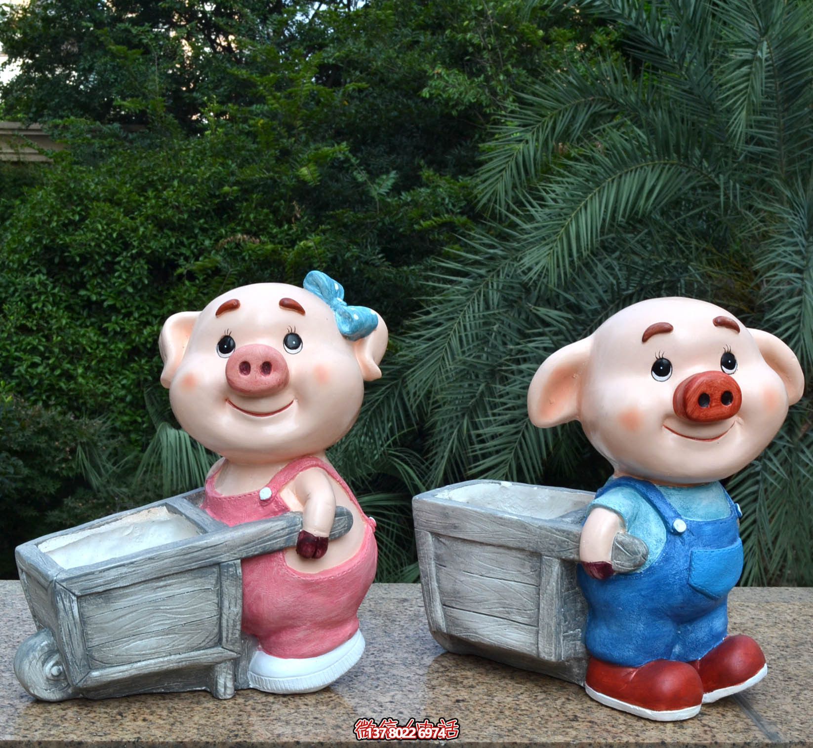 玻璃鋼彩繪雕塑拉車，美化公園景觀