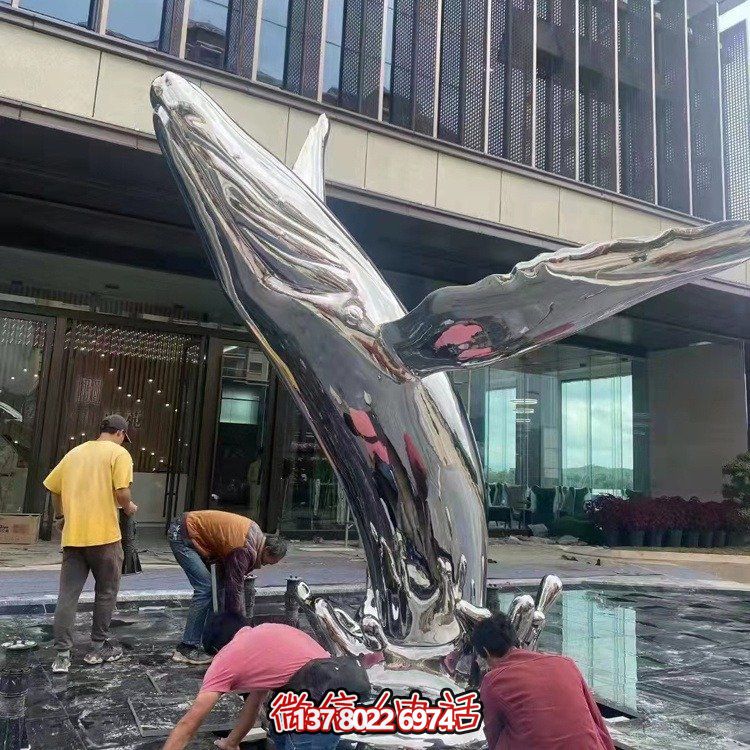 大型不銹鋼鏤空魚類擺件，為戶外水景商場(chǎng)售樓部裝飾