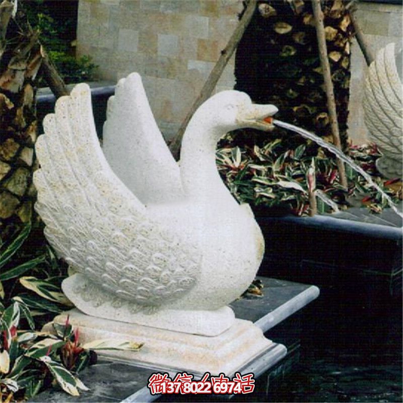 玻璃鋼雕塑噴水器，點(diǎn)亮公園白色天鵝