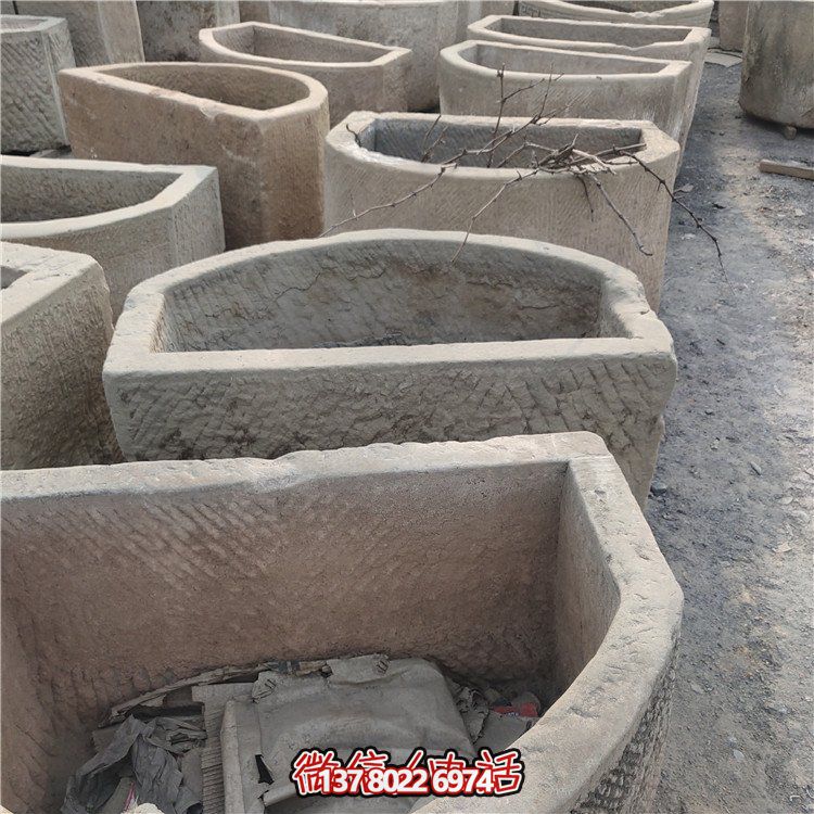 經(jīng)典老石雕，精美大理石槽，美化園林景觀(guān)