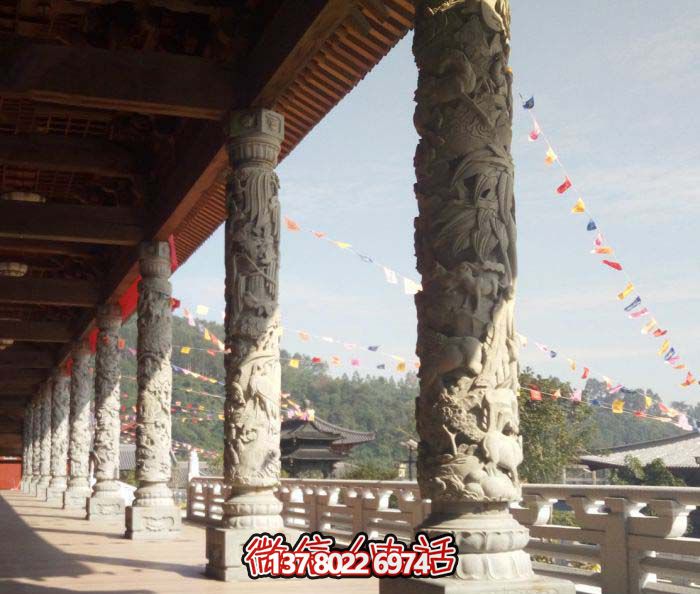 傳承古典藝術(shù)，精美石雕龍柱漢白玉浮雕