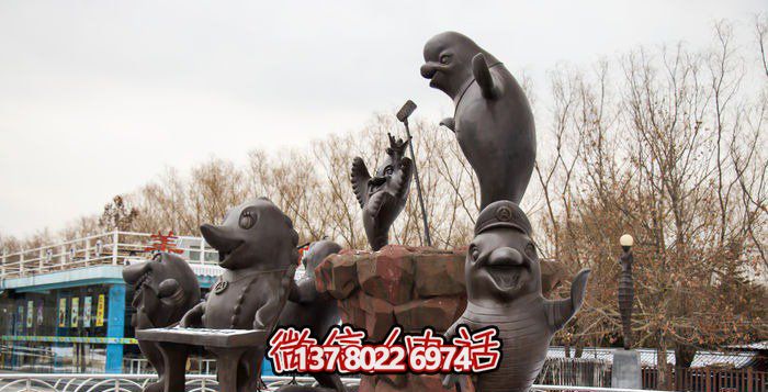 不銹鋼海豚雕塑，個性創(chuàng)意花園裝飾