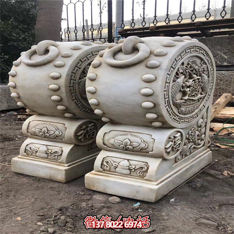 精美大理石石雕抱鼓雕塑，讓庭院門口煥然一新