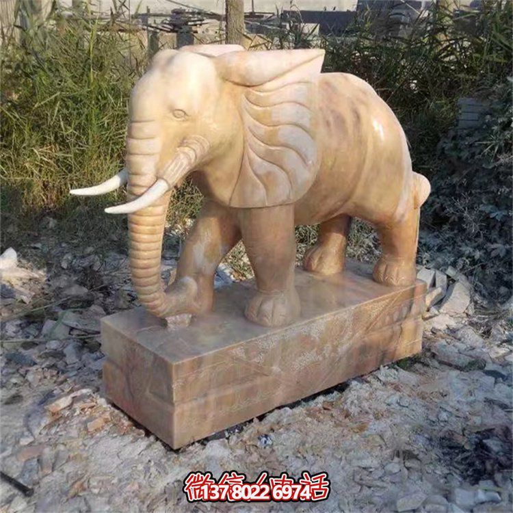 自然石材雕塑，吉祥大象守護(hù)家門