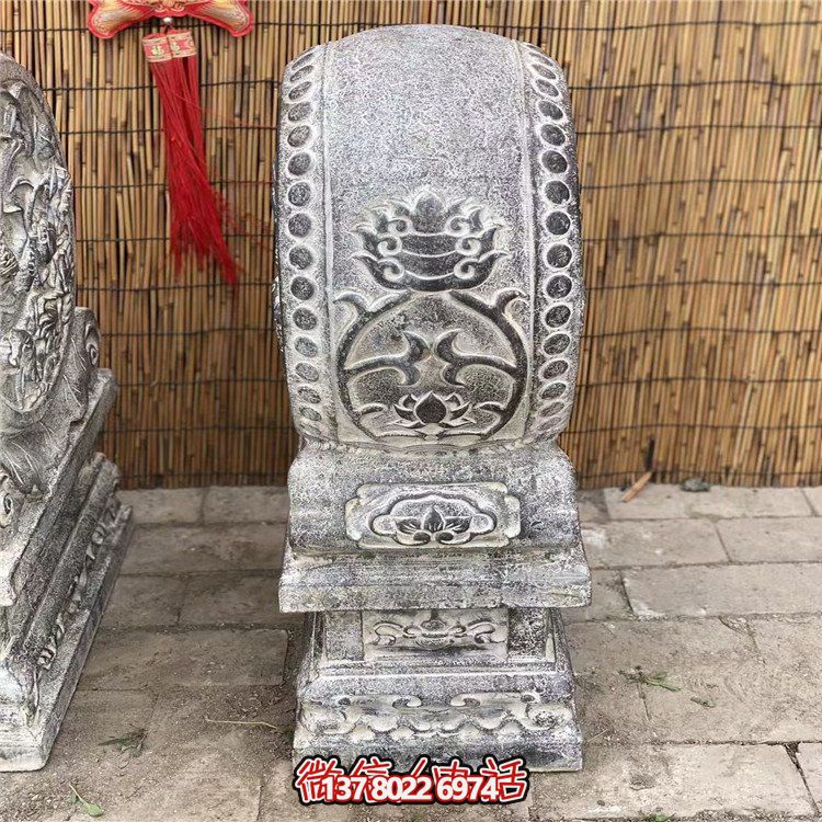 青石石雕抱鼓，點綴園林之美