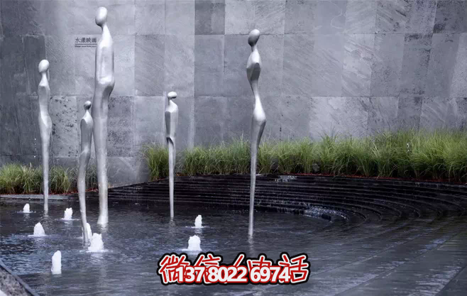 不銹鋼抽象噴泉雕塑，景觀創(chuàng)意裝置