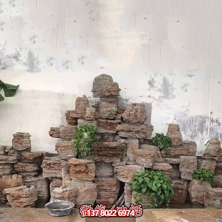 室內(nèi)景觀設(shè)計(jì)，精美石雕塑擺放奇石假山