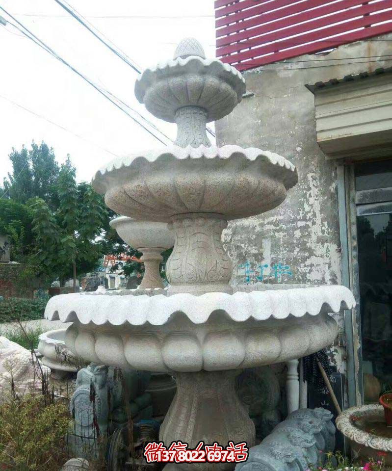 精美多層石雕景觀噴泉，打造完美公園