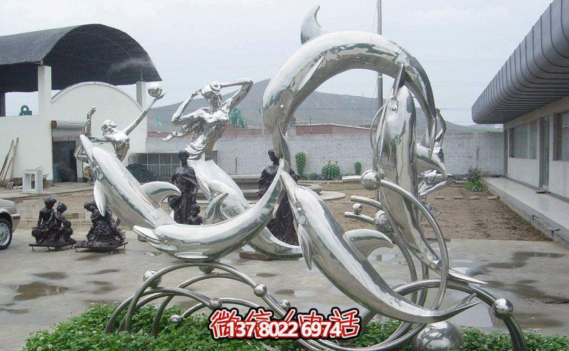 一群活躍海豚，為游樂園帶來更多樂趣——不銹鋼海豚雕塑
