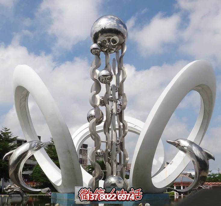 海豚個性不銹鋼雕塑，大型廣場裝飾裝置
