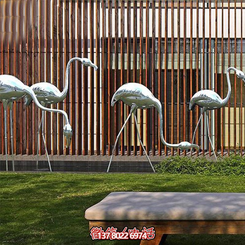 公園休閑裝飾，精美不銹鋼雕塑火烈鳥