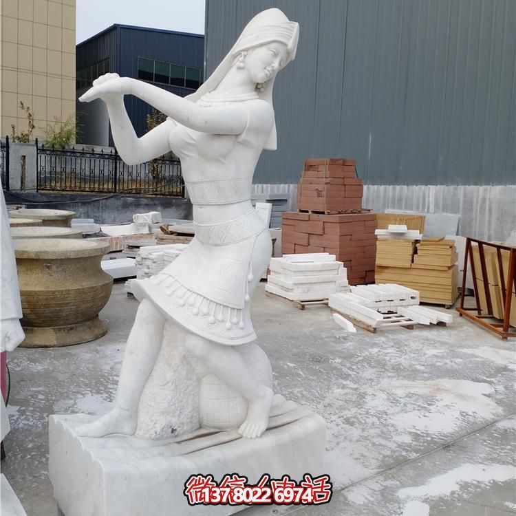 少數(shù)民族風情石雕——漢白玉女孩雕塑