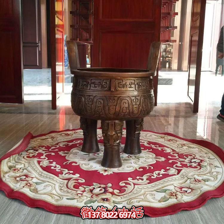 純銅鼎仿古香爐擺件，圓潤家居裝飾