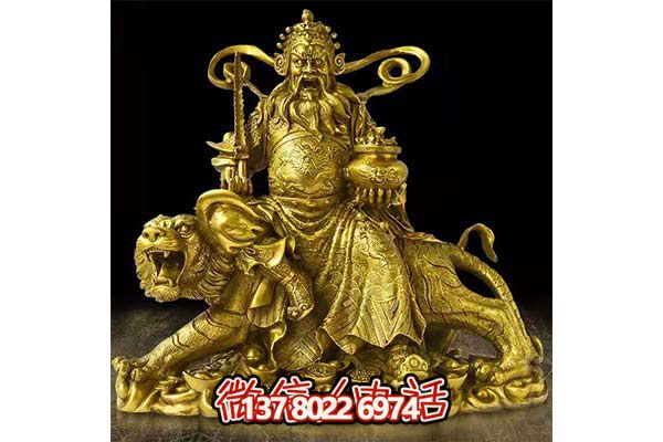 鎏金財神雕塑，招財進(jìn)寶