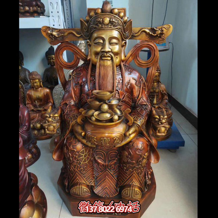 家用純銅鍛造財(cái)神爺?shù)袼堋?cái)源滾滾，祝福財(cái)運(yùn)永久