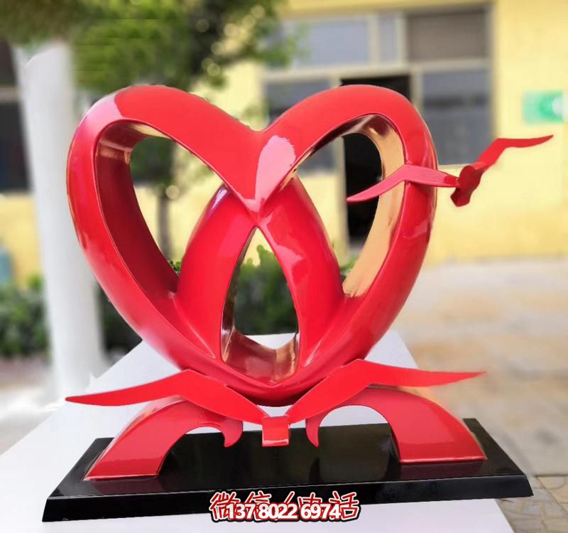 不銹鋼愛心雕塑，裝飾公園擺件