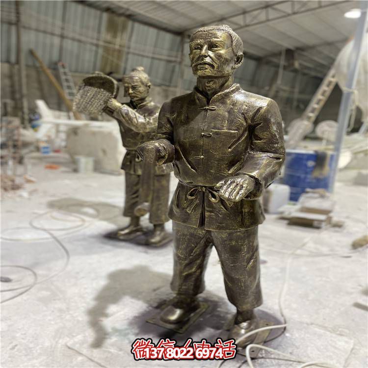 仿銅人物雕塑，玻璃鋼民俗裝飾