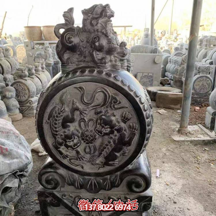 仿古青石石雕抱鼓雕塑，裝點(diǎn)庭院門口
