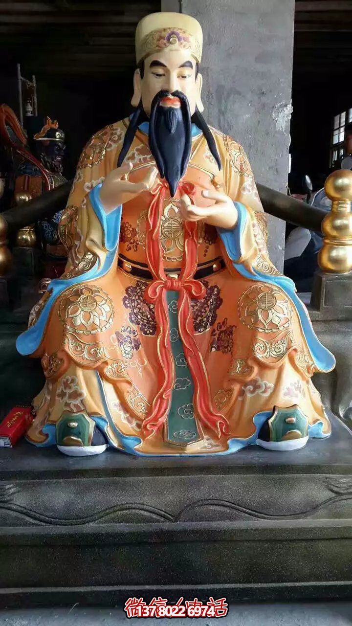 精美供奉財(cái)神雕塑，玻璃鋼彩繪絢麗奪目