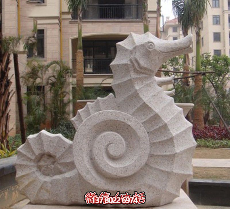 海馬創(chuàng)意石雕，點(diǎn)綴街道邊