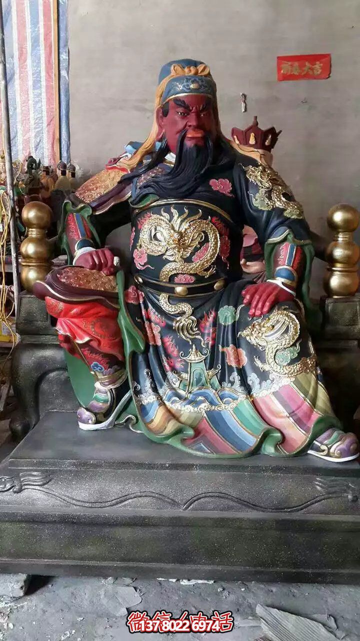 玻璃鋼大型彩繪景觀寺廟關(guān)公雕塑 玻璃鋼大型彩繪景觀寺廟關(guān)公雕塑