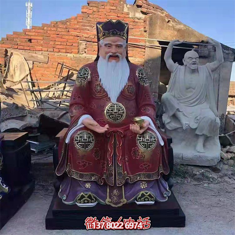 玻璃鋼彩繪財(cái)神雕塑，為景區(qū)寺廟供奉