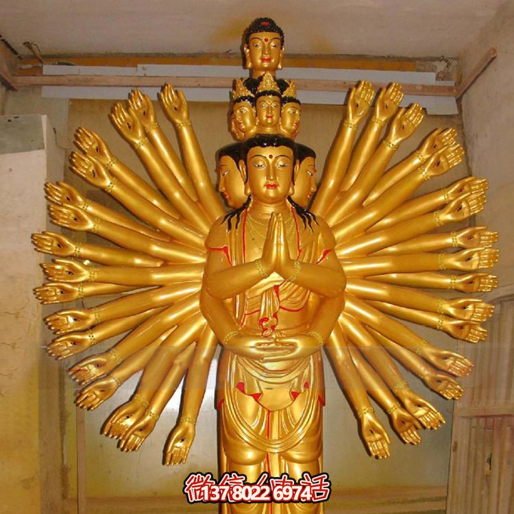 鎏金千手觀音大型雕塑，精美絕倫，醉人心魄