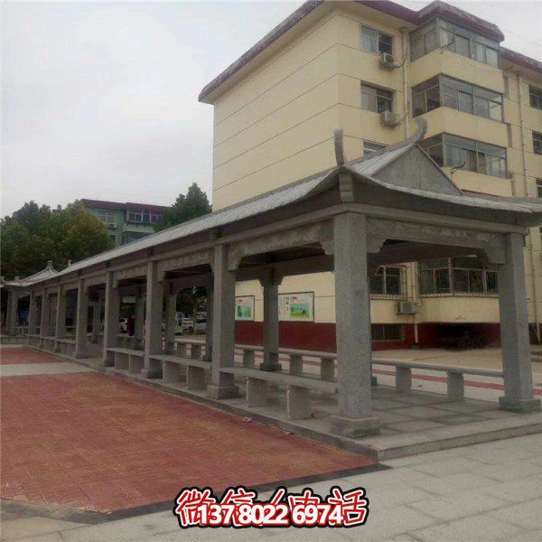 仿古建筑石雕長廊亭子，打造文化小區(qū)廣場雕塑