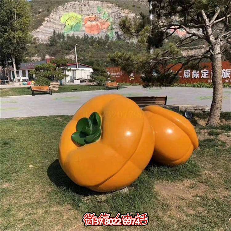 藝術(shù)品級(jí)仿真柿子雕塑，室外大型玻璃鋼裝飾園林