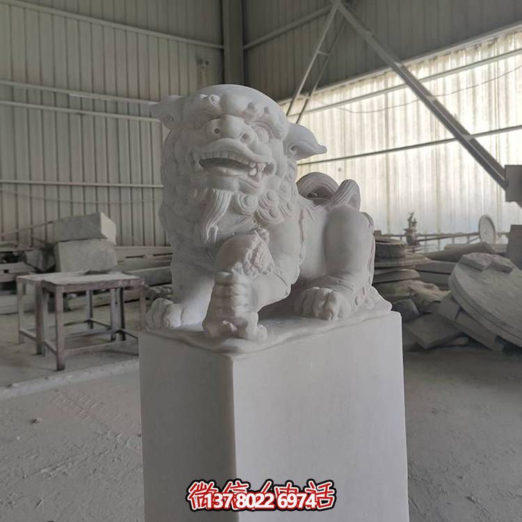 精美大理石石雕石獅子擺件，裝點庭院門口