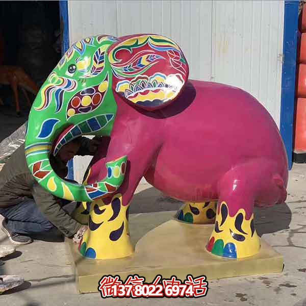 玻璃鋼雕塑大象，彩繪園林景觀